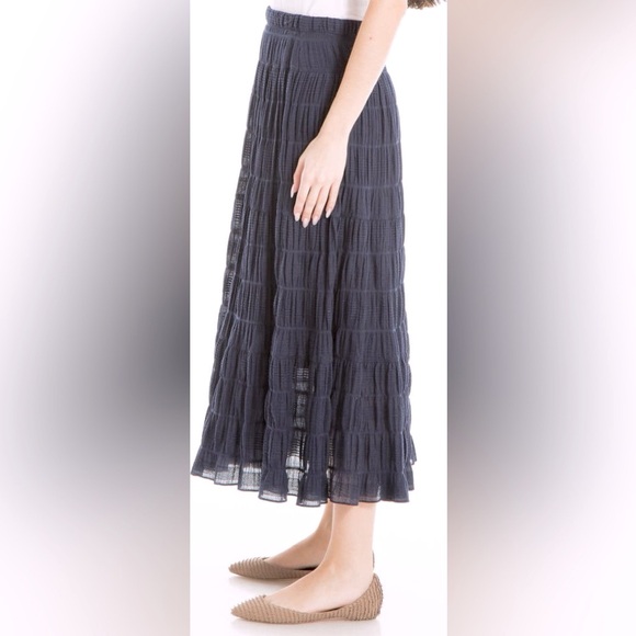 Max Studio NWT Cobalt Cotton Textured Knit Midi Skirt Size Large W16-21” - Picture 4 of 9